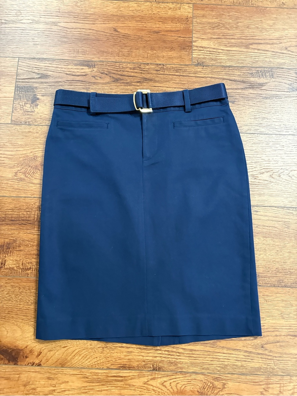 Lauren Ralph Lauren Navy Belted Pencil Skirt Size 8